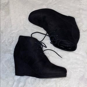 Black Wedge Booties